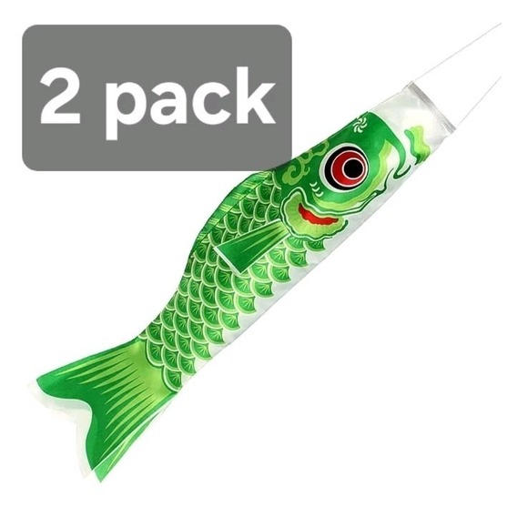 The Unbranded Brand Other - 2 Pack, 39Inch Japanese Carp Windsock Koinobori Wind Socks for Outside, Green